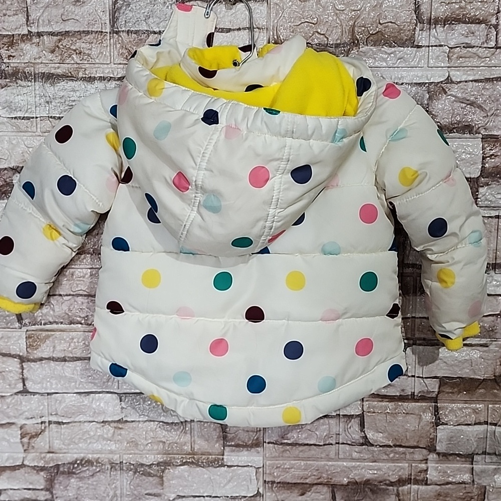 Okie Dokie Colorful Polka Dot Full Zip Puffer Jacket